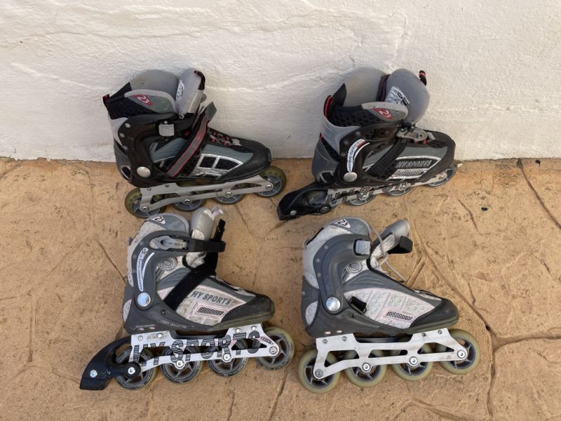2 pares de patines en línea Talla 38 y 39 incl. protecciones, ver fotos
