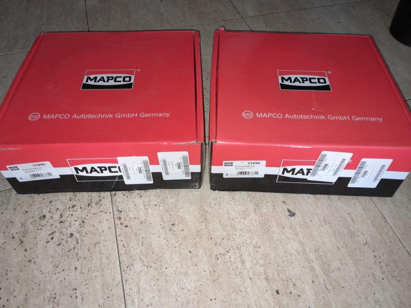 2 Pakete á 2x Bremsscheiben für die Hinterachse, MAPCO 25990 für JEEP Wrangler und Cherokee