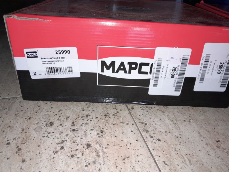 2 Pakete á 2x Bremsscheiben für die Hinterachse, MAPCO 25990 für JEEP Wrangler und Cherokee