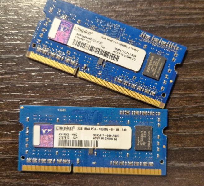2x 2GB PC3-10600S RAM para portátil KINGSTON