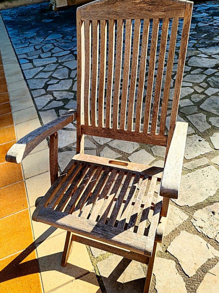 4 sillas de jardín de respaldo alto de teca,