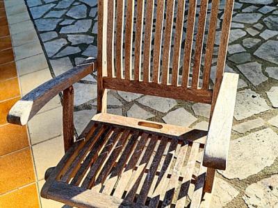 4 sillas de jardín de respaldo alto de teca,