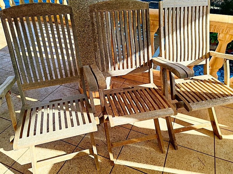 4 sillas de jardín de respaldo alto de teca,