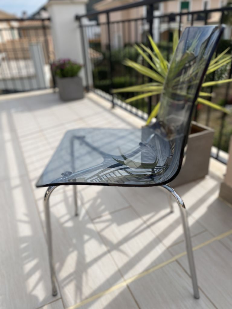 4 sillas de comedor/cocina de alta calidad blanco/vidrio ahumado