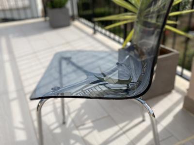 4 sillas de comedor/cocina de alta calidad blanco/vidrio ahumado