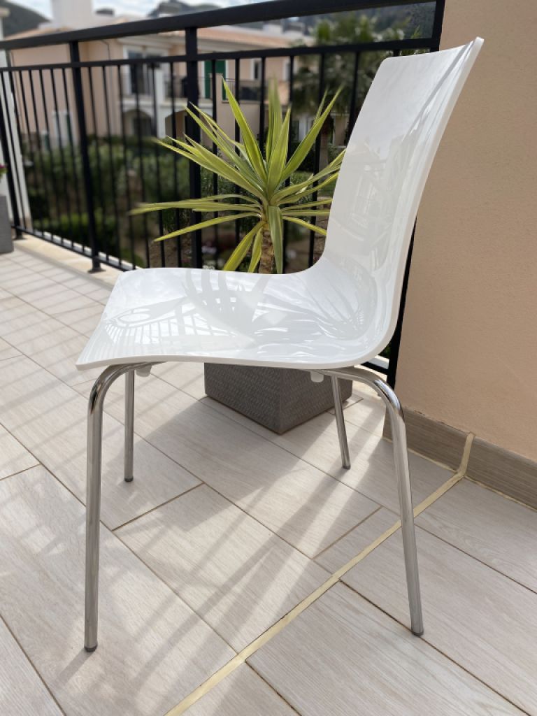 4 sillas de comedor/cocina de alta calidad blanco/vidrio ahumado