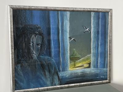 Abstract ART originally signed Simon Presley ca. 86 x 65 cm framed