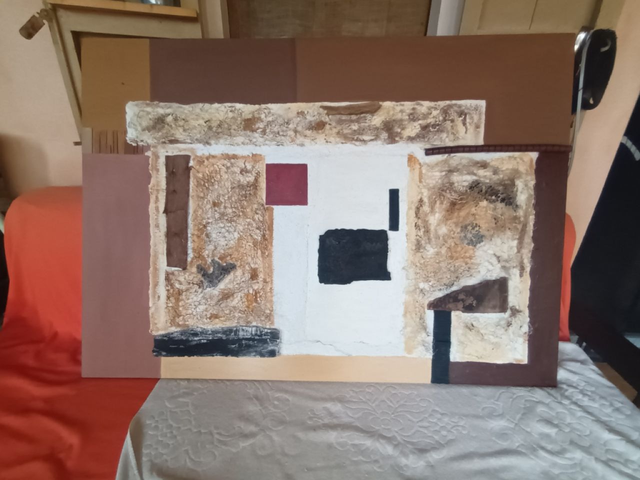 Acyrilbild mit Naturmaterialien