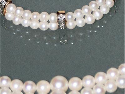 Akoya Perlen-Schmuck-Set Halskette, Armband und Ring mit Sterling Silver und 8 K Gold