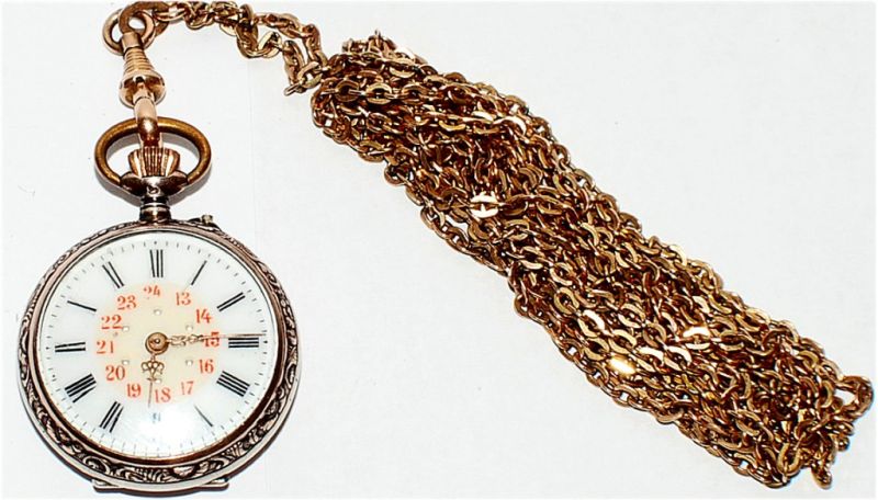 Alte Remontoir Damen Taschenuhr, Schweiz, Handaufzug, 8 Rubis, 800er Silber