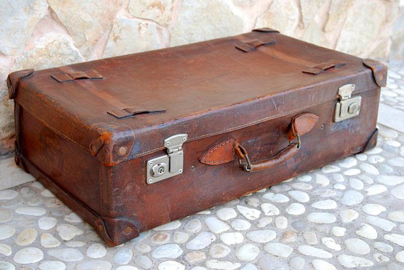 Maleta vieja Maleta de cuero genuino Maleta de viaje vintage