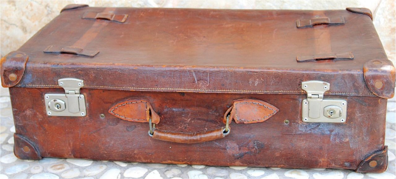 Maleta vieja Maleta de cuero genuino Maleta de viaje vintage