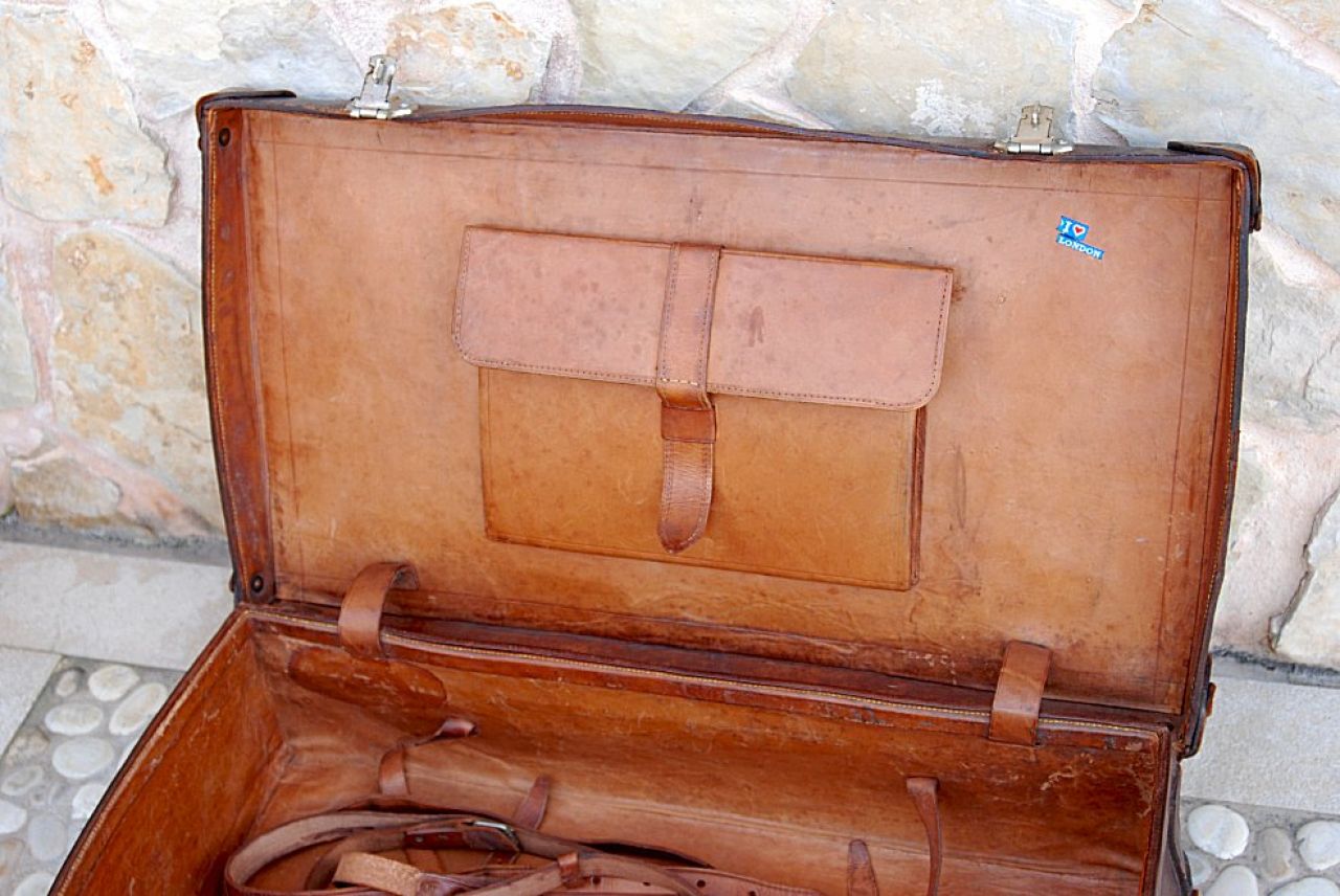 Maleta vieja Maleta de cuero genuino Maleta de viaje vintage