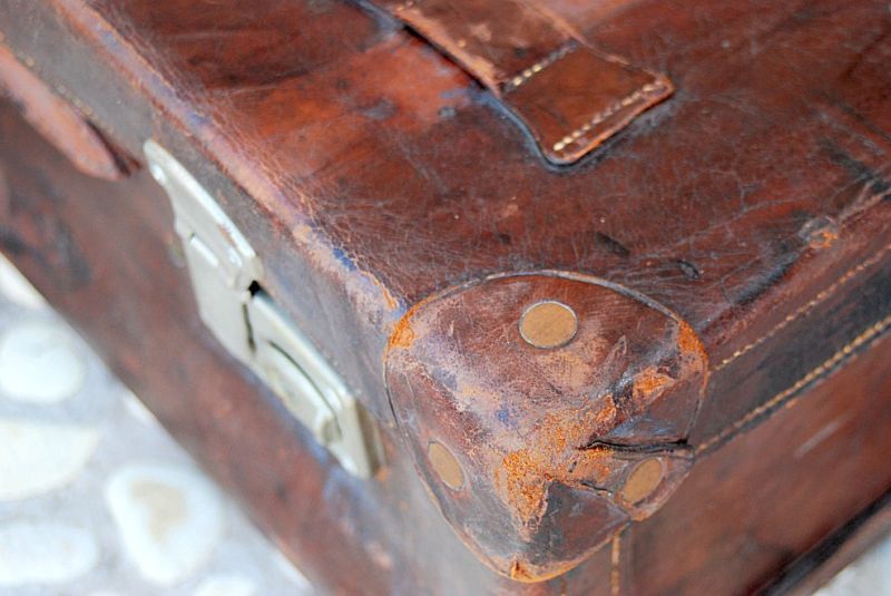 Maleta vieja Maleta de cuero genuino Maleta de viaje vintage