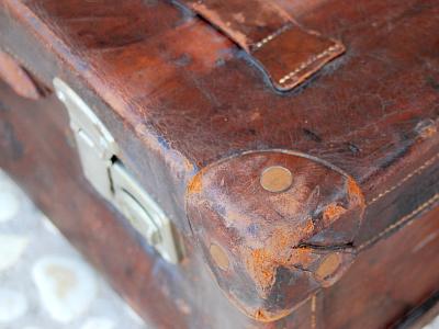 Maleta vieja Maleta de cuero genuino Maleta de viaje vintage