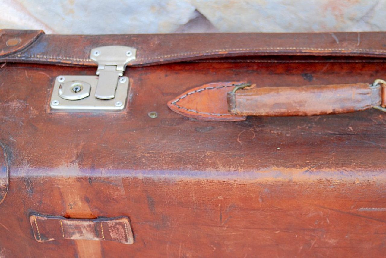 Maleta vieja Maleta de cuero genuino Maleta de viaje vintage