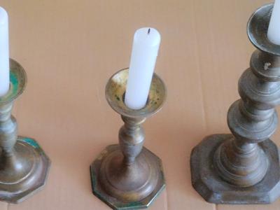 Antique Bronze Candlestick with Patina