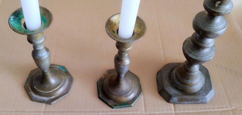 Antique Bronze Candlestick with Patina