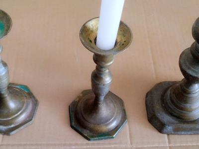 Antique Bronze Candlestick with Patina