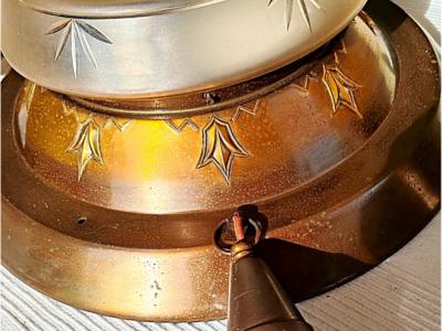 antigua, muy decorativa lámpara de techo, latón y cristal, Art Nouveau