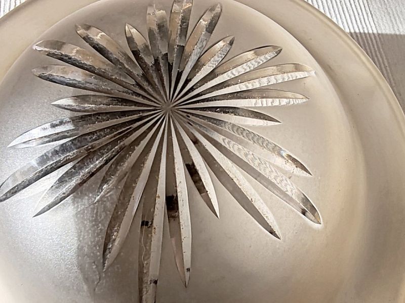 antigua, muy decorativa lámpara de techo, latón y cristal, Art Nouveau