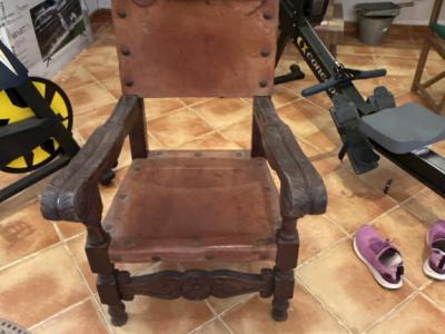 Antique Spanish Leather Armchair