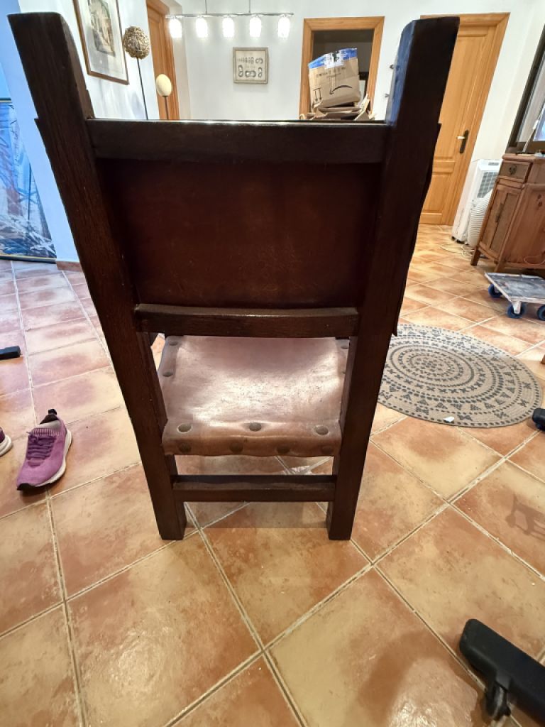 Antique Spanish Leather Armchair