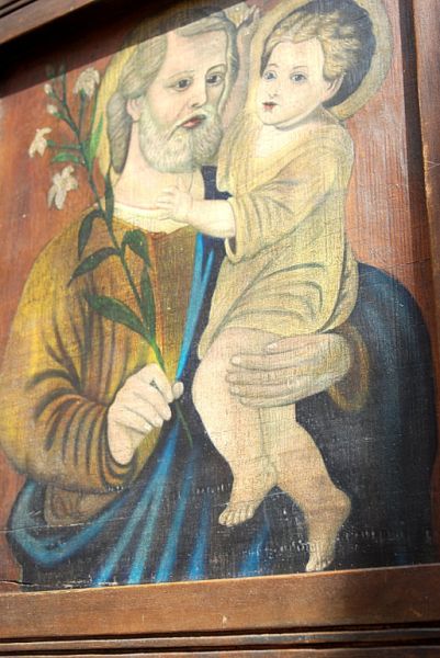 Pintura antigua, San José con el niño Jesús