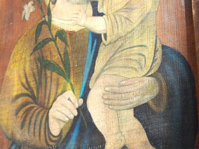 Pintura antigua, San José con el niño Jesús