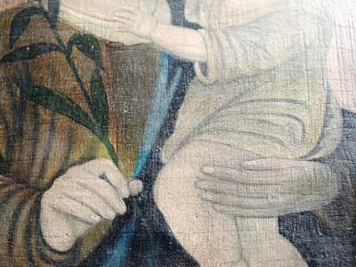 Pintura antigua, San José con el niño Jesús