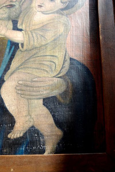 Pintura antigua, San José con el niño Jesús