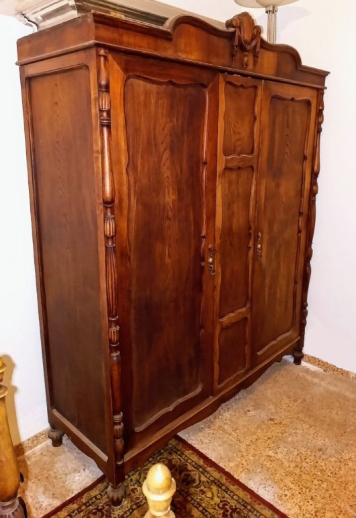 Antikes Schlafzimmer komplett 2 Betten Schrank Kommode Nachttisch Spiegel