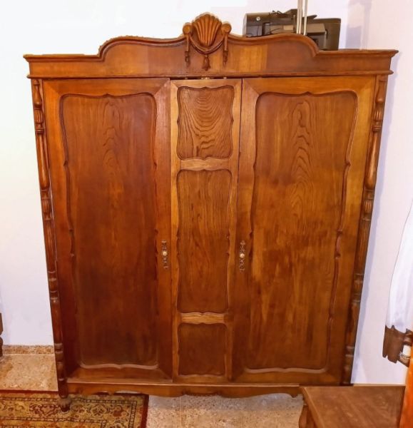 Antikes Schlafzimmer komplett 2 Betten Schrank Kommode Nachttisch Spiegel