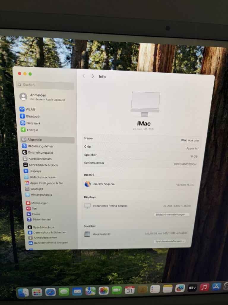 Apple iMac 24” (2021) – 8GB RAM, 256GB SSD – Excelente estado