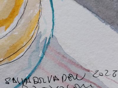 Aquarell Café und Ensaimada