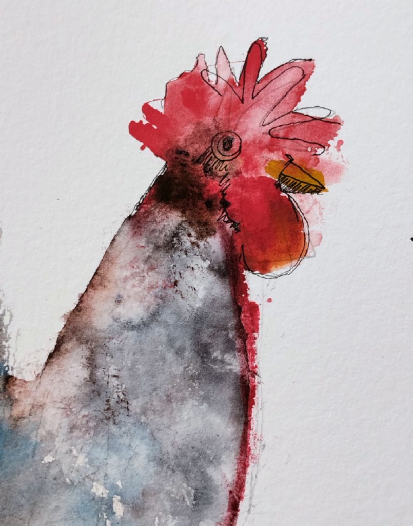 Rooster watercolor