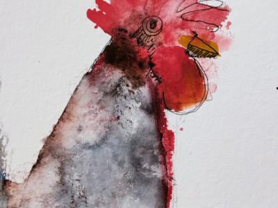 Rooster watercolor