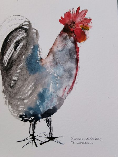 Rooster watercolor