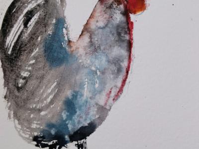 Rooster watercolor