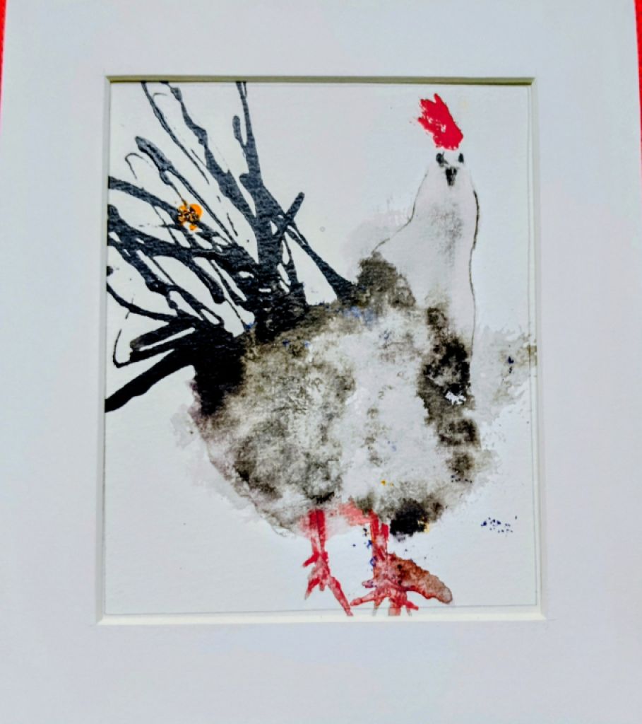 Acuarela de gallo en papel