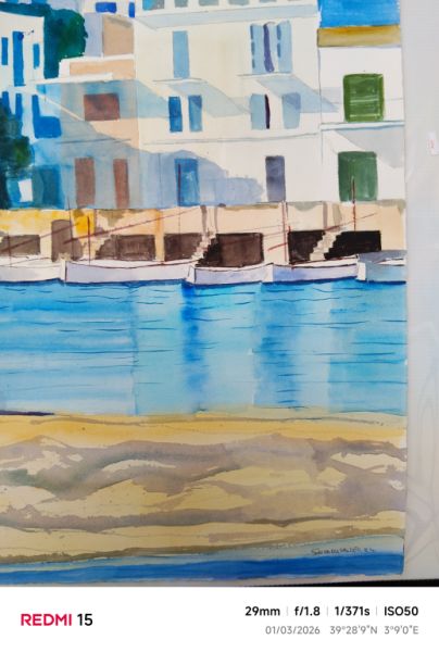 Acuarela paisaje de portocolom es riveto