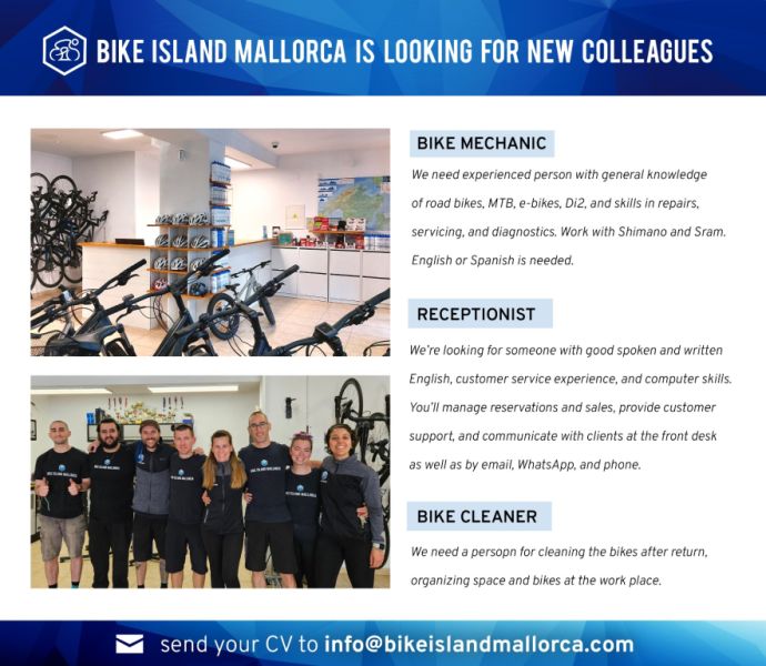 Trabajo en una tiende de bicicletas alquileres en Puerto Pollensa