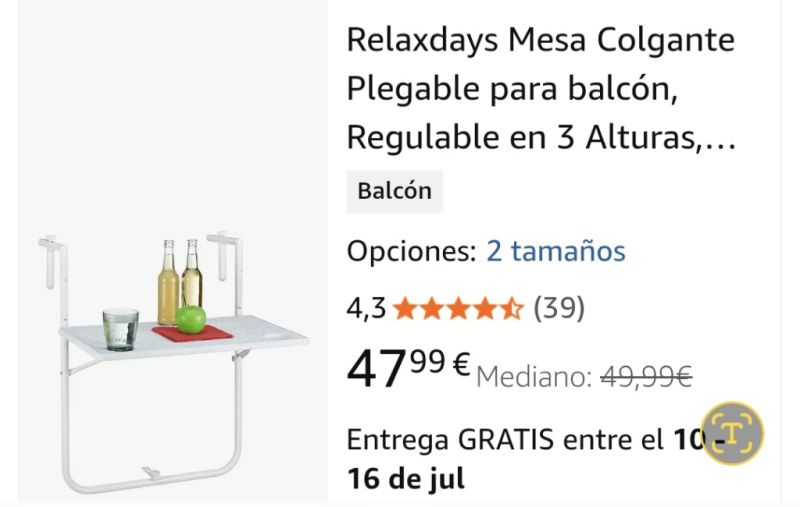 Mesa de balcón blanca plegable