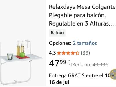 Mesa de balcón blanca plegable