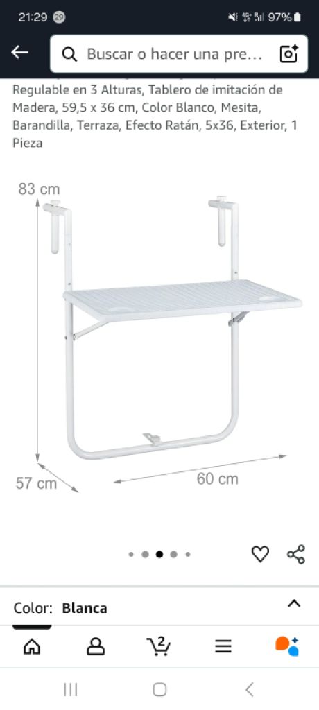 Mesa de balcón blanca plegable