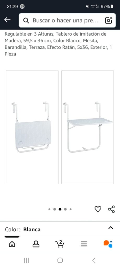 Mesa de balcón blanca plegable