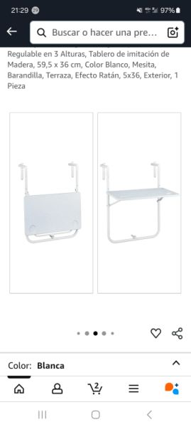 Mesa de balcón blanca plegable