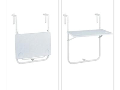 Mesa de balcón blanca plegable