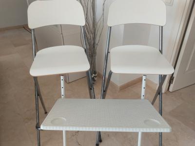 Mesa de balcón blanca plegable