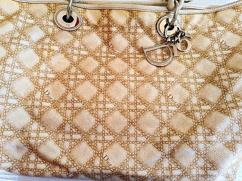 Beige Cannage Canvas-Einkaufstasche von Christian Dior